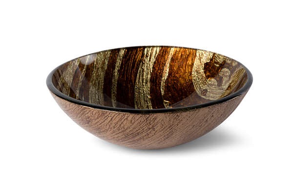 Luca Vetro LUVE101 glazen opzetwastafel Ø42 cm in Copper – luxe ronde waskom van gehard glas - alternate view