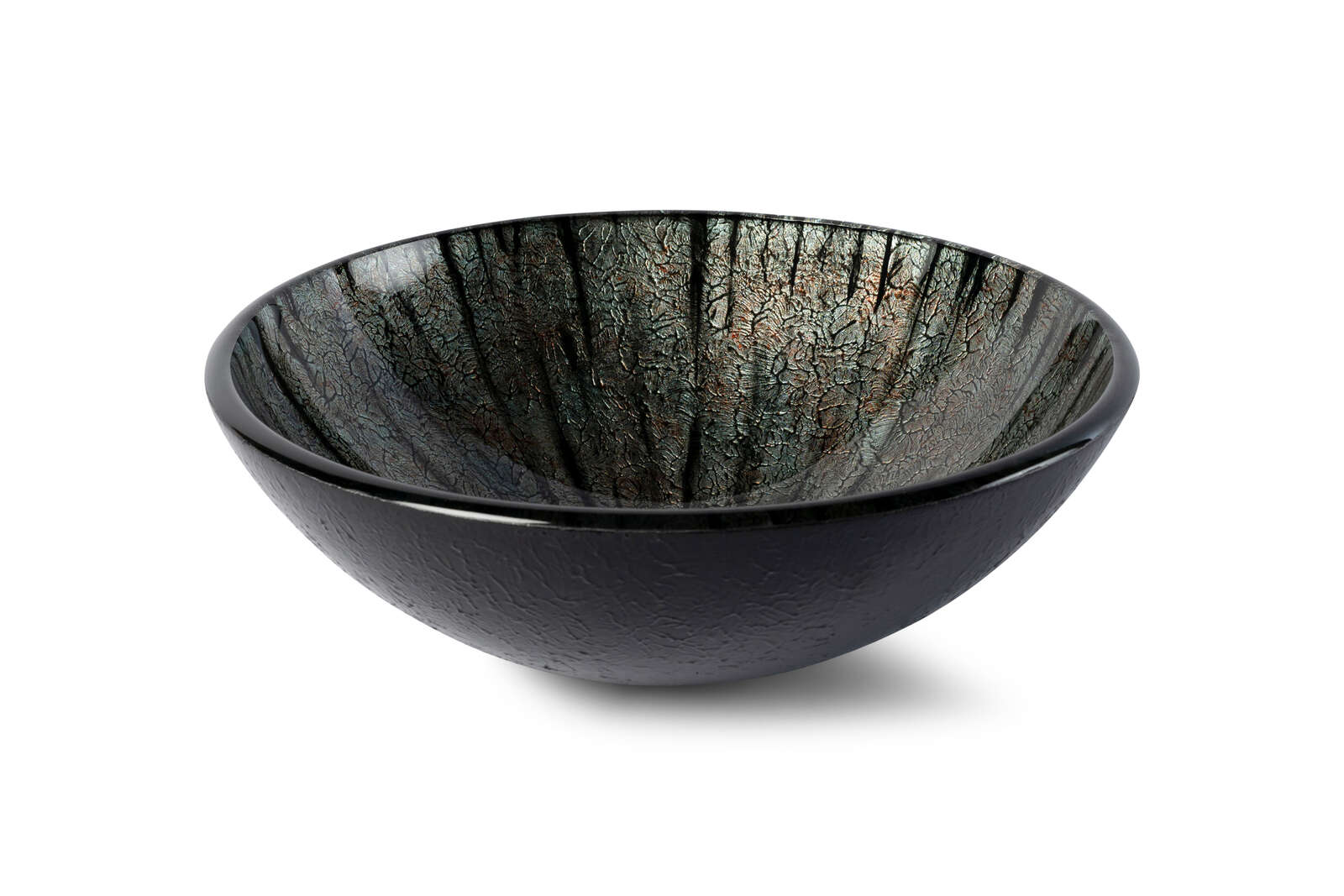 Luca Vetro LUVE104 glazen opzetwastafel Ø42 cm in Multicolour/Black – luxe ronde waskom van gehard glas - alternate view