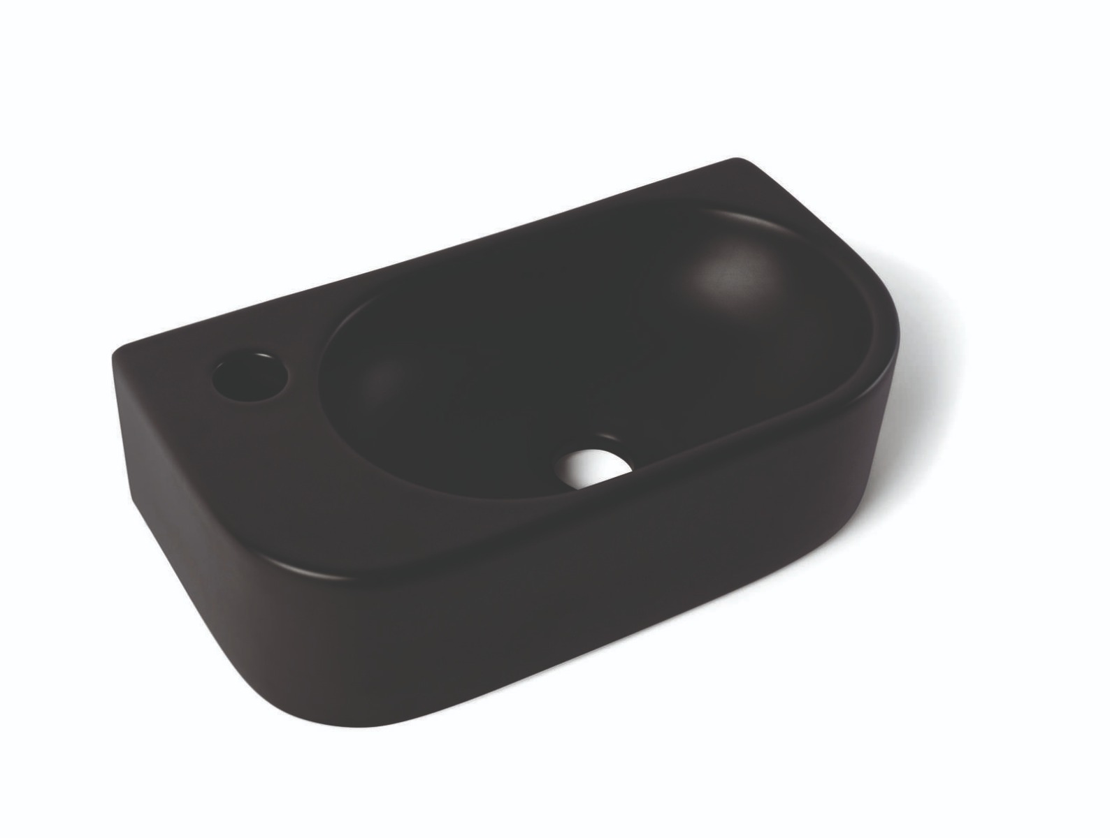 Keramische fontein LUCE1606T 40×21,5×12 cm in glans wit/mat wit/zwart met kraangat links - alternate view