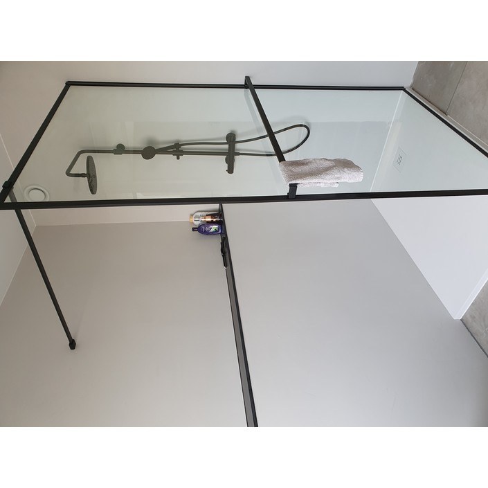 Van Rijn Products ST04KPH Ducha a ras de suelo 120cm con marco de cristal transparente negro mate - view 3