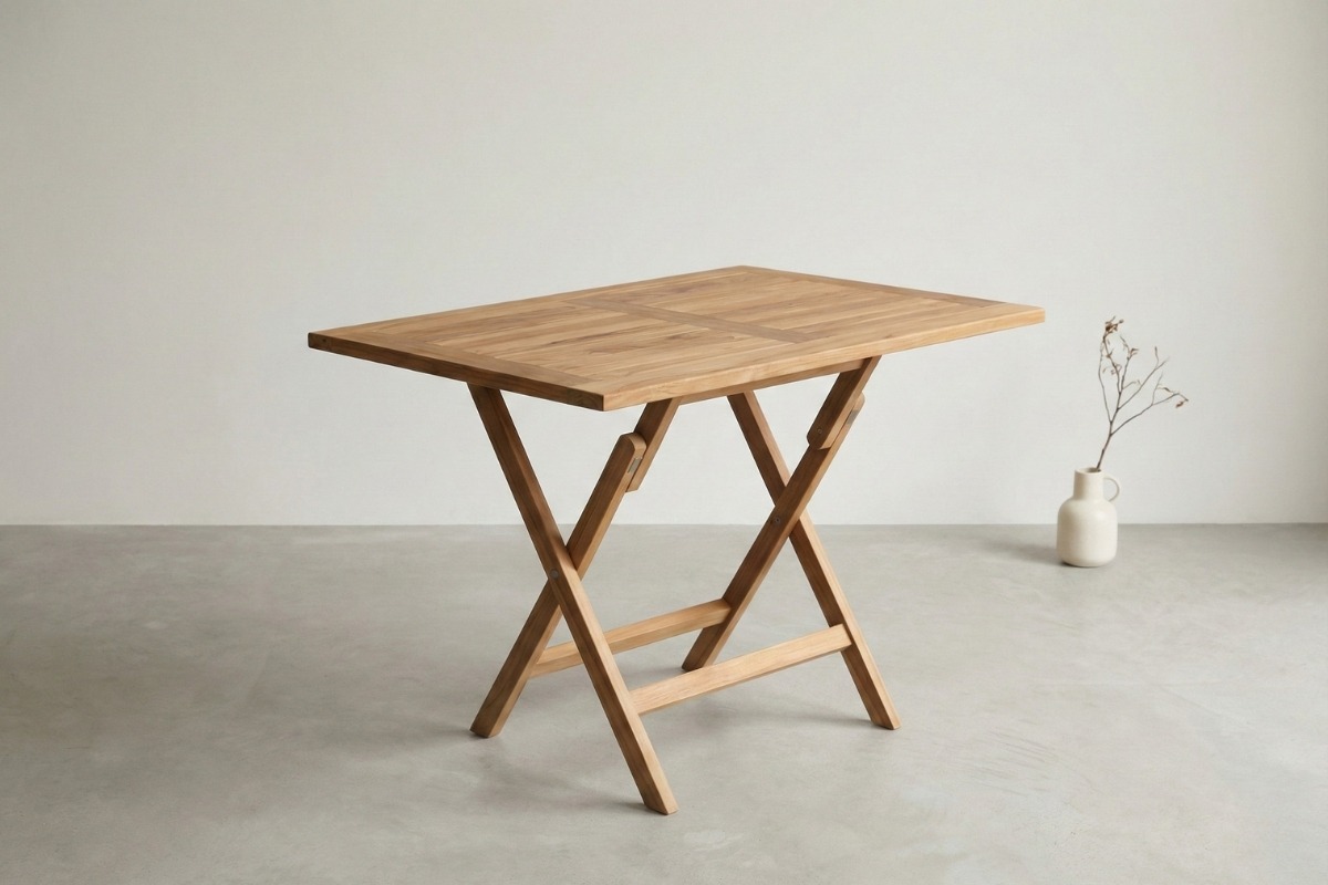 Teakhouten klaptafel van massief teak, vouwbare tuintafel met formaat 120x70x75 cm - alternate view