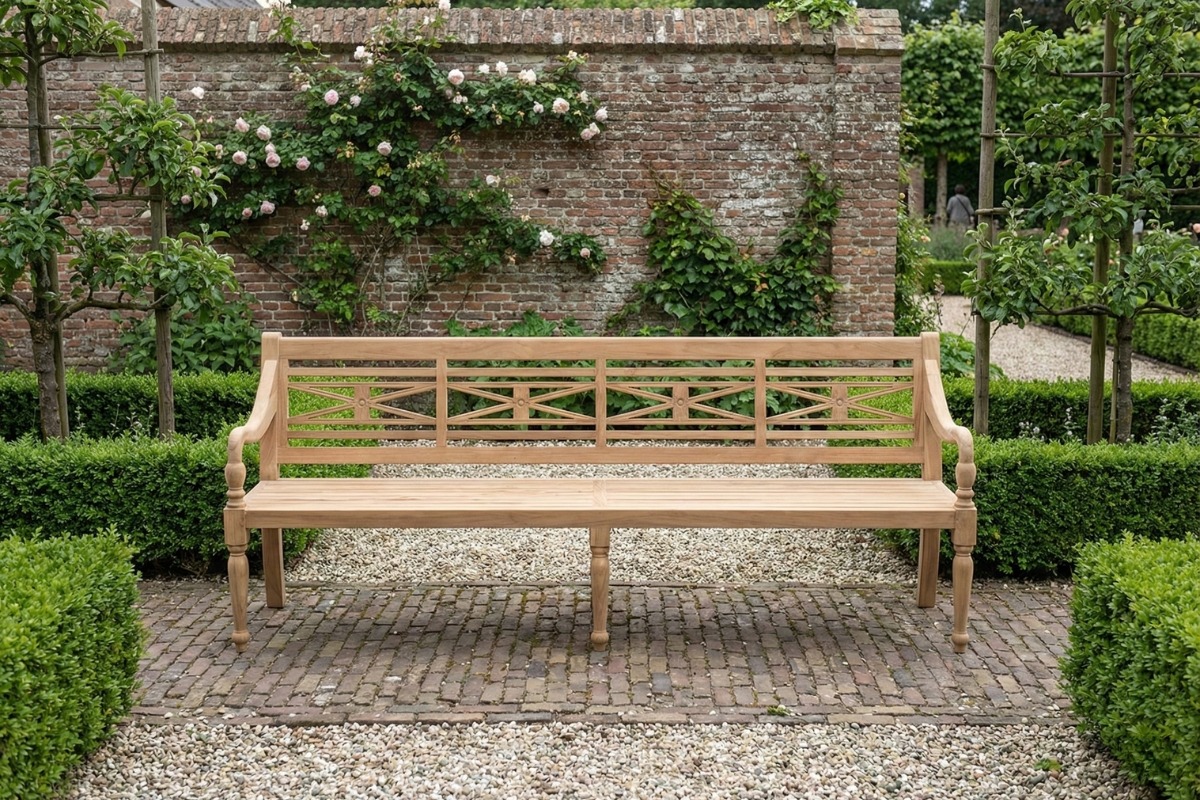 Teak Stationsbank | 220 breed | Gerecycled Teak - SAP-SB024-R - alternate view