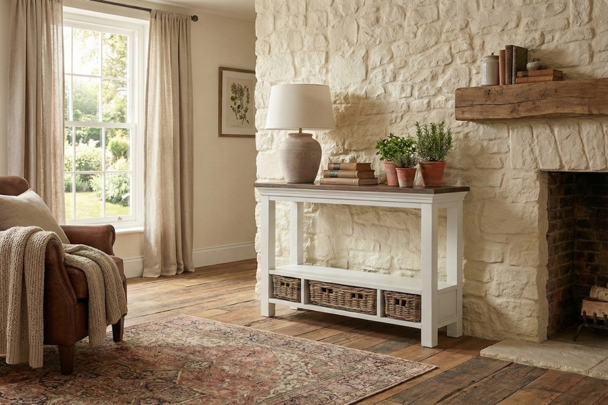 New Napoli consoletafel met slank ontwerp en functioneel blad, formaat 120x35x78 cm - view 3
