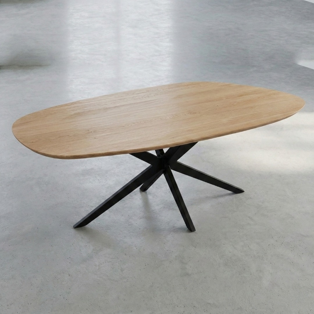 Pebble eikenhouten eettafel voor Japandi interieur - alternate view