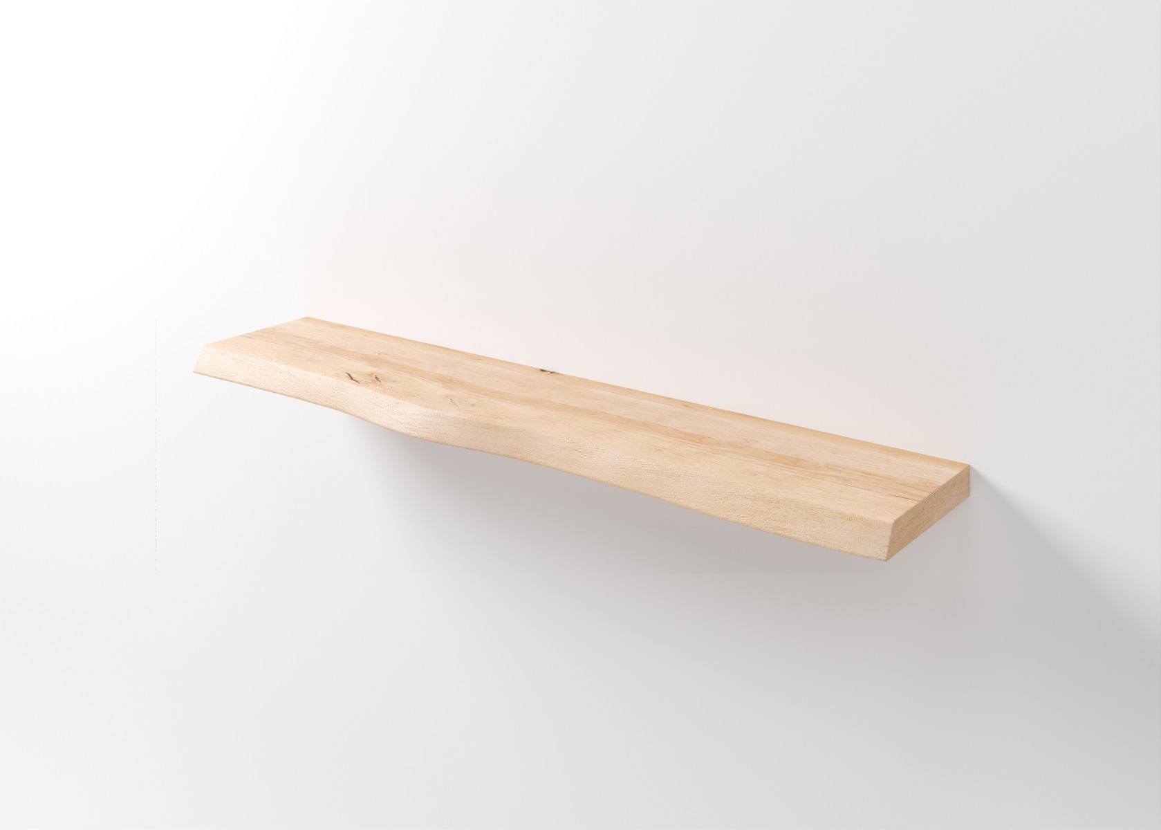 Wandplank Eiken BOomstam Eiken Wandplank met Boomstam voorzijde + blinde Muurbevestiging - view 3