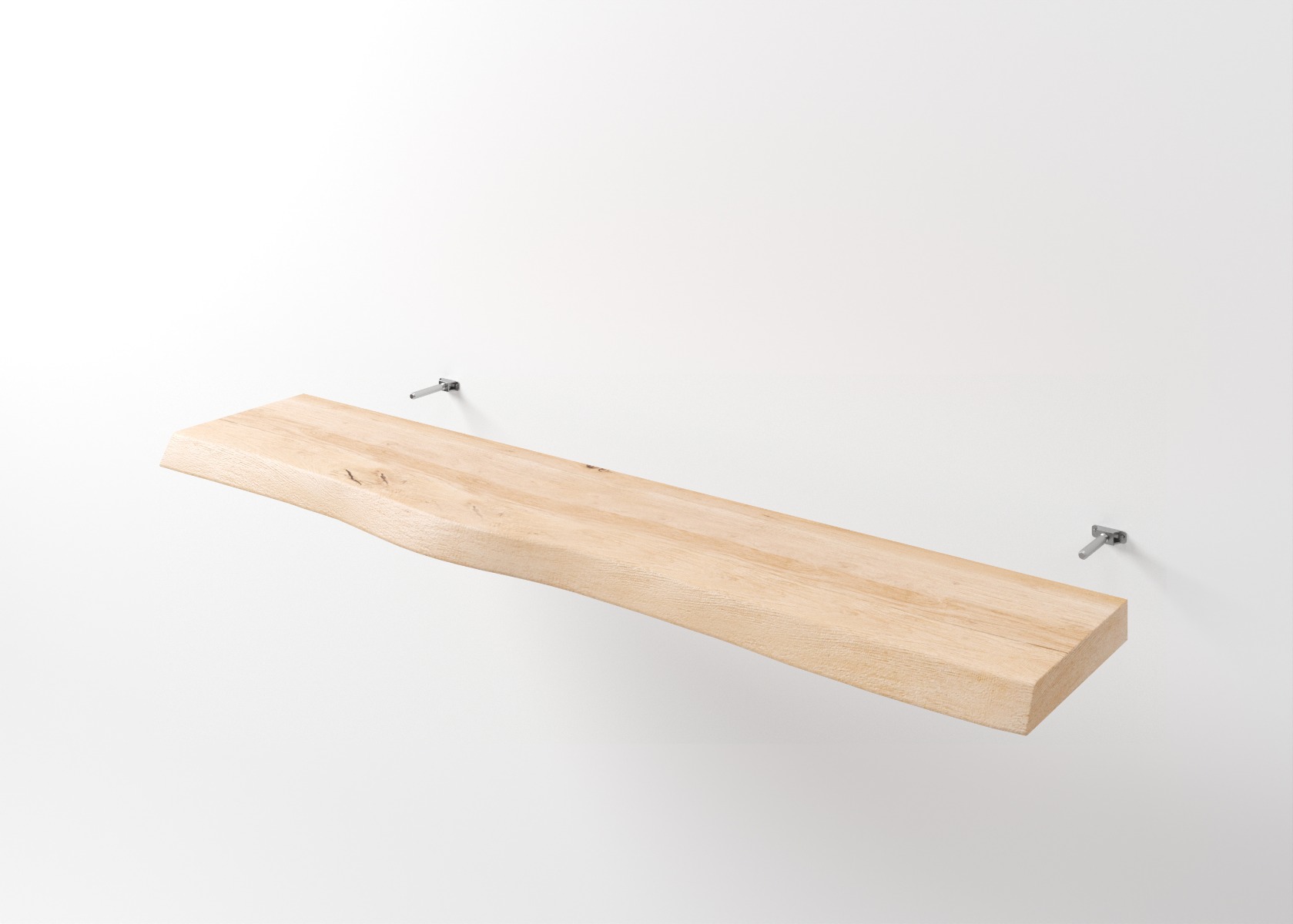 Wandplank Eiken BOomstam Eiken Wandplank met Boomstam voorzijde + blinde Muurbevestiging - alternate view