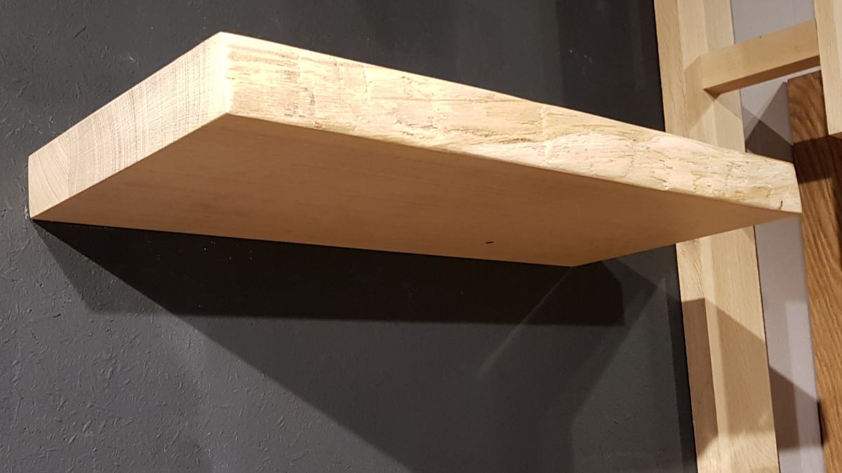 Wandplank Eiken BOomstam Eiken Wandplank met Boomstam voorzijde + blinde Muurbevestiging - view 4