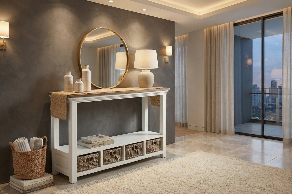New Napoli consoletafel met slank ontwerp en functioneel blad, formaat 120x35x78 cm - alternate view