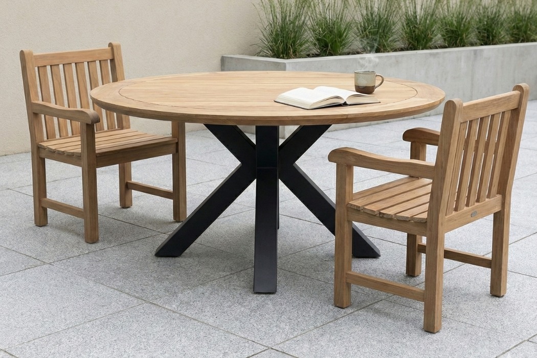 Talo industriële tuintafel met matrixpoot, robuuste buitentafel met formaat 150x150x75 cm - view 3