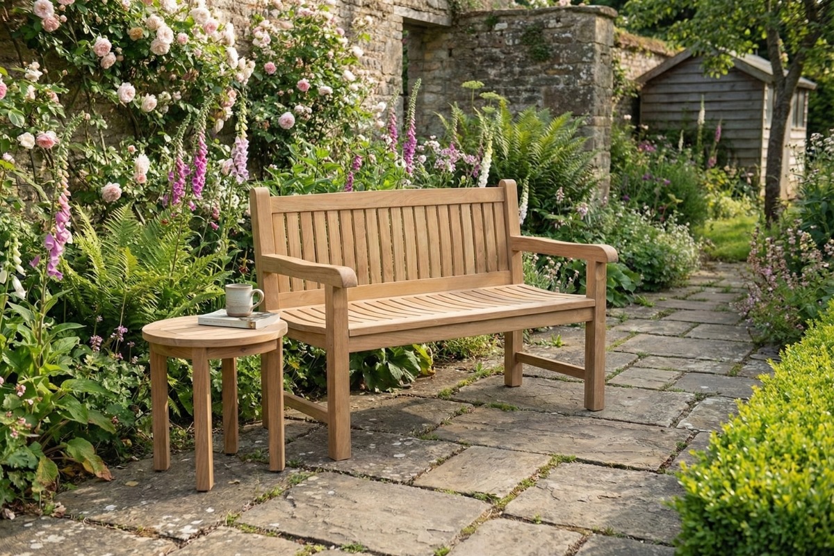 Balmoral teakhouten tuinbank van massief teak, compacte zitbank met een breedte van 130 cm - view 3
