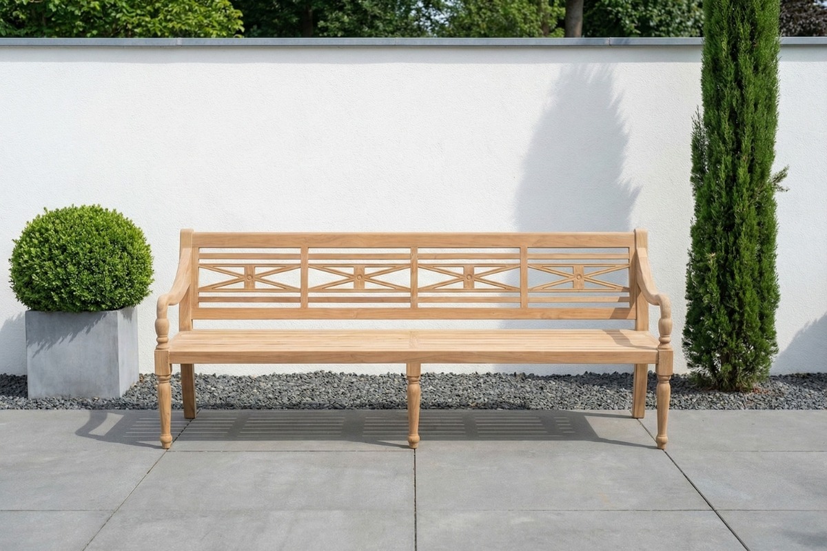 Teak Stationsbank | 220 breed | Gerecycled Teak - SAP-SB024-R - view 3