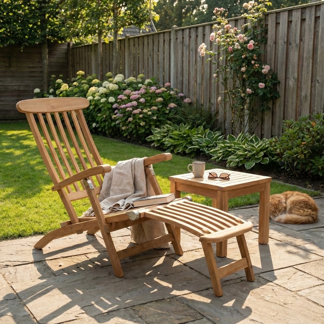 Chaise longue sans roues avec table carrée - view 3