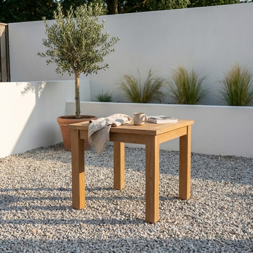 Tuintafel teakhout 90x90x75 vaste poten massief teak - view 3