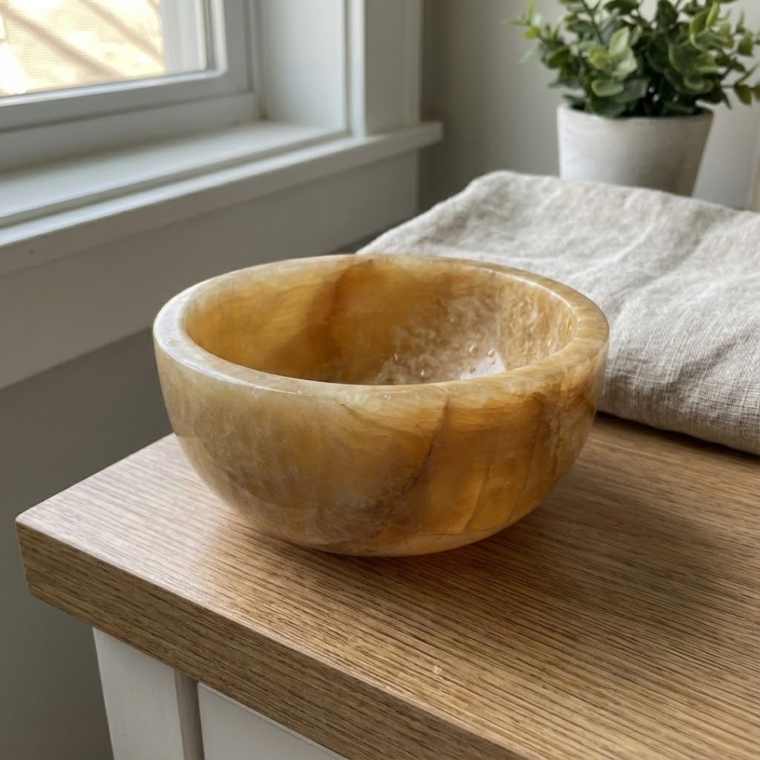 Kleine opbouw waskom van onyx steen, ronde toilet fontein waskom met formaat 25x12 cm - alternate view