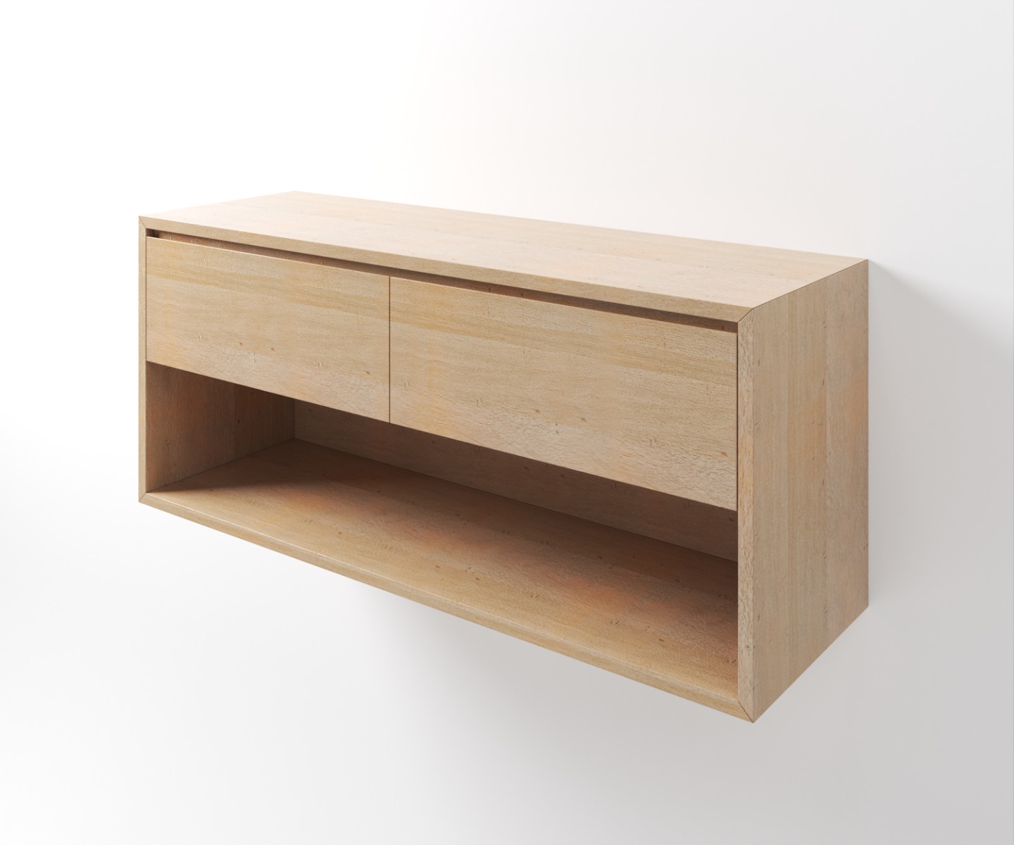 Zwevend Eiken Badmeubel Suze | 2 Laden | Massief Hout Maatwerk - view 3