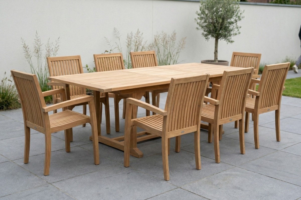 Rechthoekige uitschuifbare teakhouten tuintafel van massief teak, verstelbaar van 180 tot 240 cm - view 3