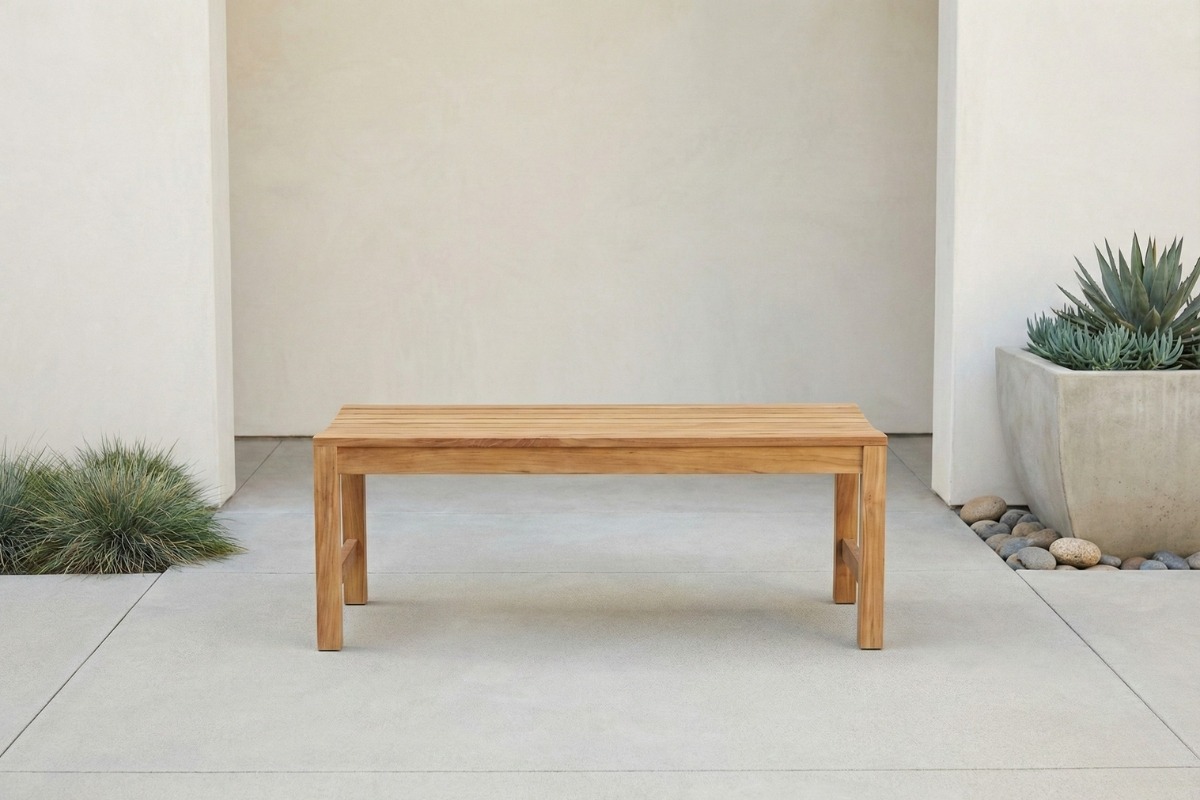 Teak tennisbank Slater gebruikt als tuintafelbank in tuin of bij een tuintafel - alternate view