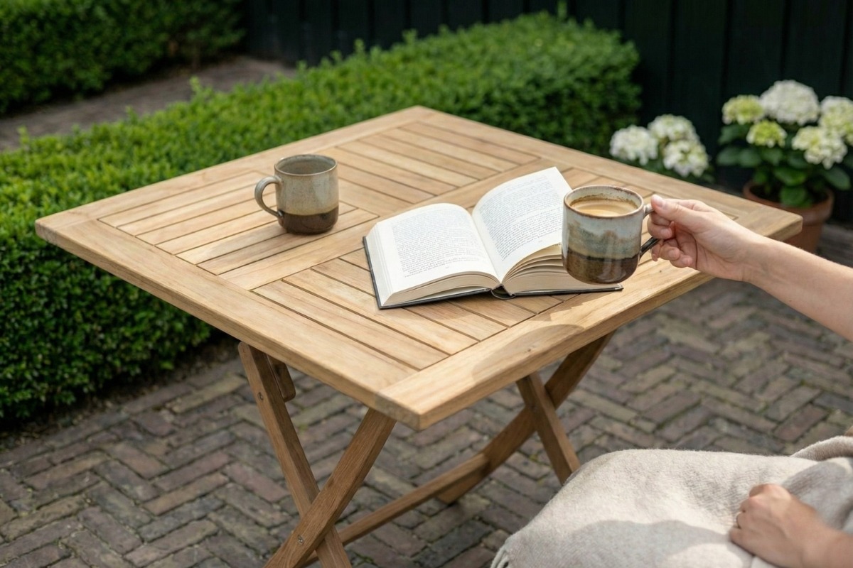 Teak Tuintafel inklapbaar | 120 x 120 x 75 - view 4