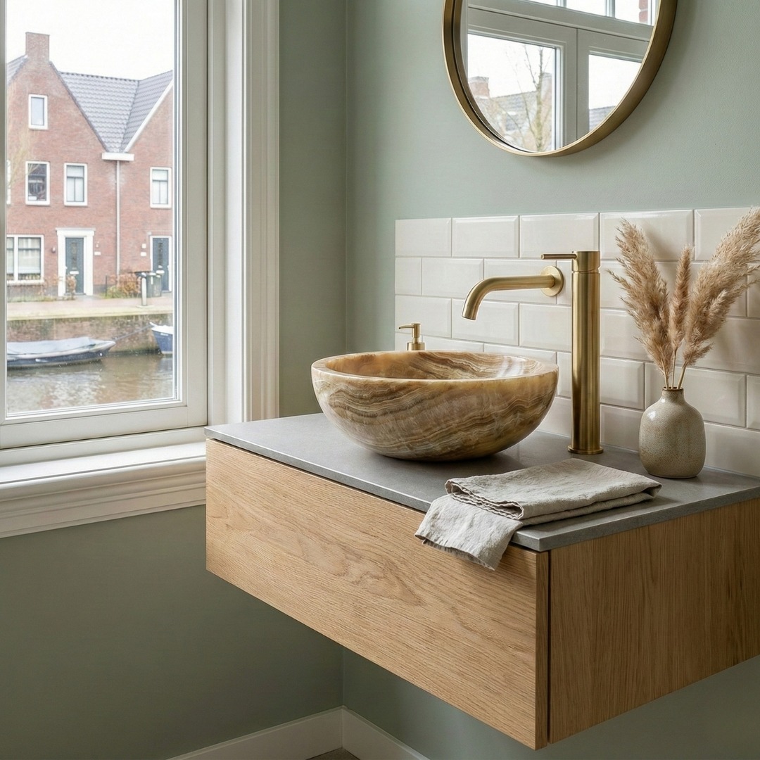 Waskom onyx natuursteen  40 cm rond  - view 3