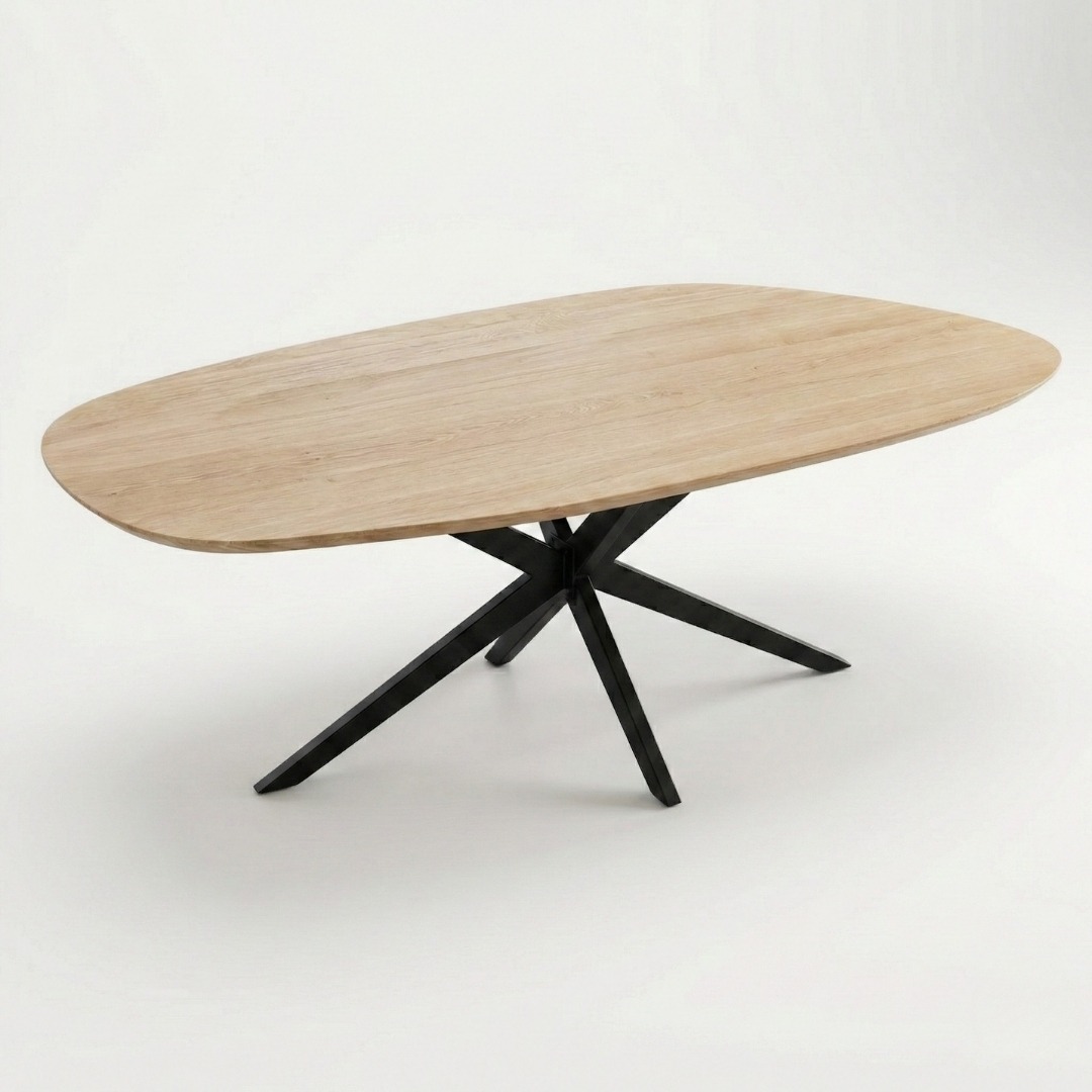 Pebble eikenhouten eettafel voor Japandi interieur - view 4