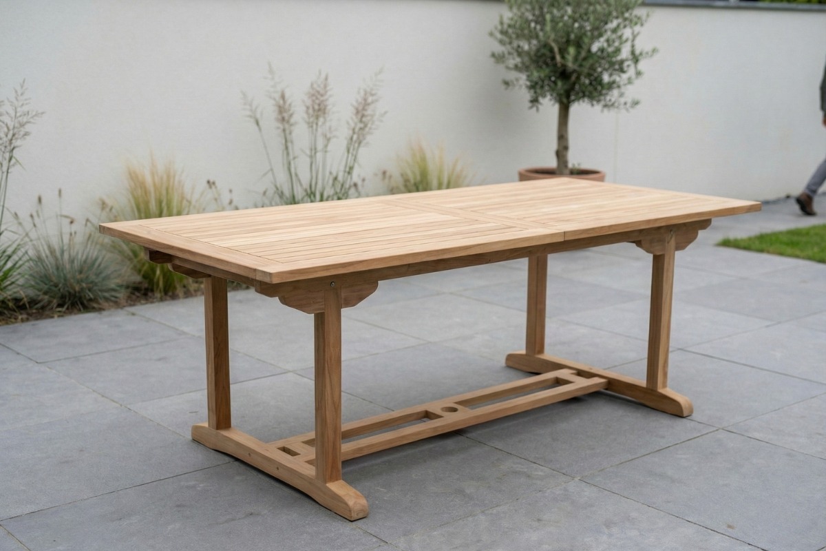 Rechthoekige uitschuifbare teakhouten tuintafel van massief teak, verstelbaar van 180 tot 240 cm - alternate view