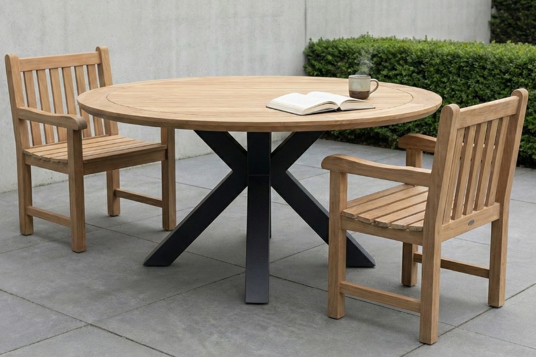 Talo industriële tuintafel met matrixpoot, robuuste buitentafel met formaat 150x150x75 cm - view 4