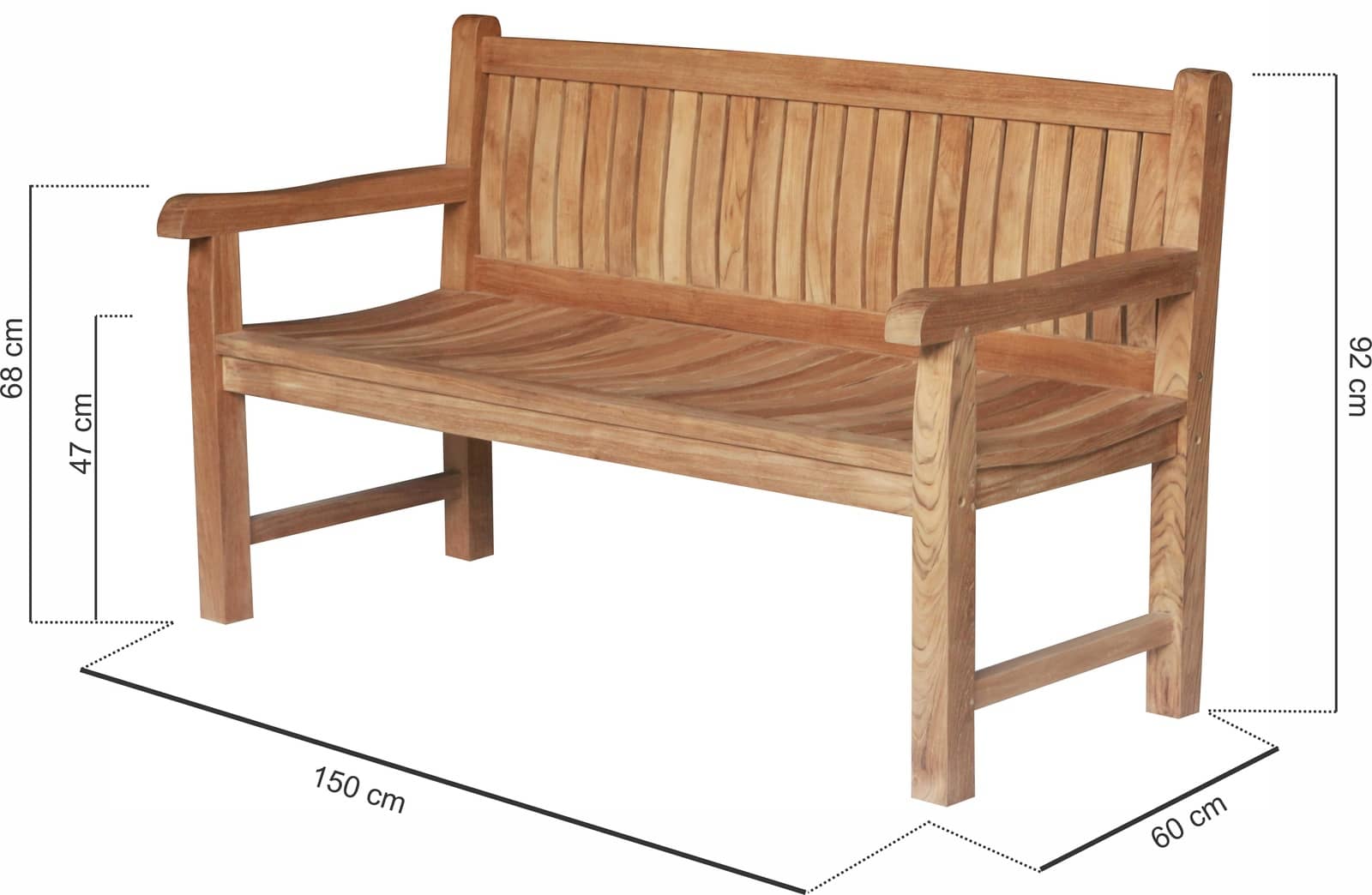 Balmoral Teak Tuinbank | 150 breed | 3 Persoons - Teakhouten Tuinbank - view 4