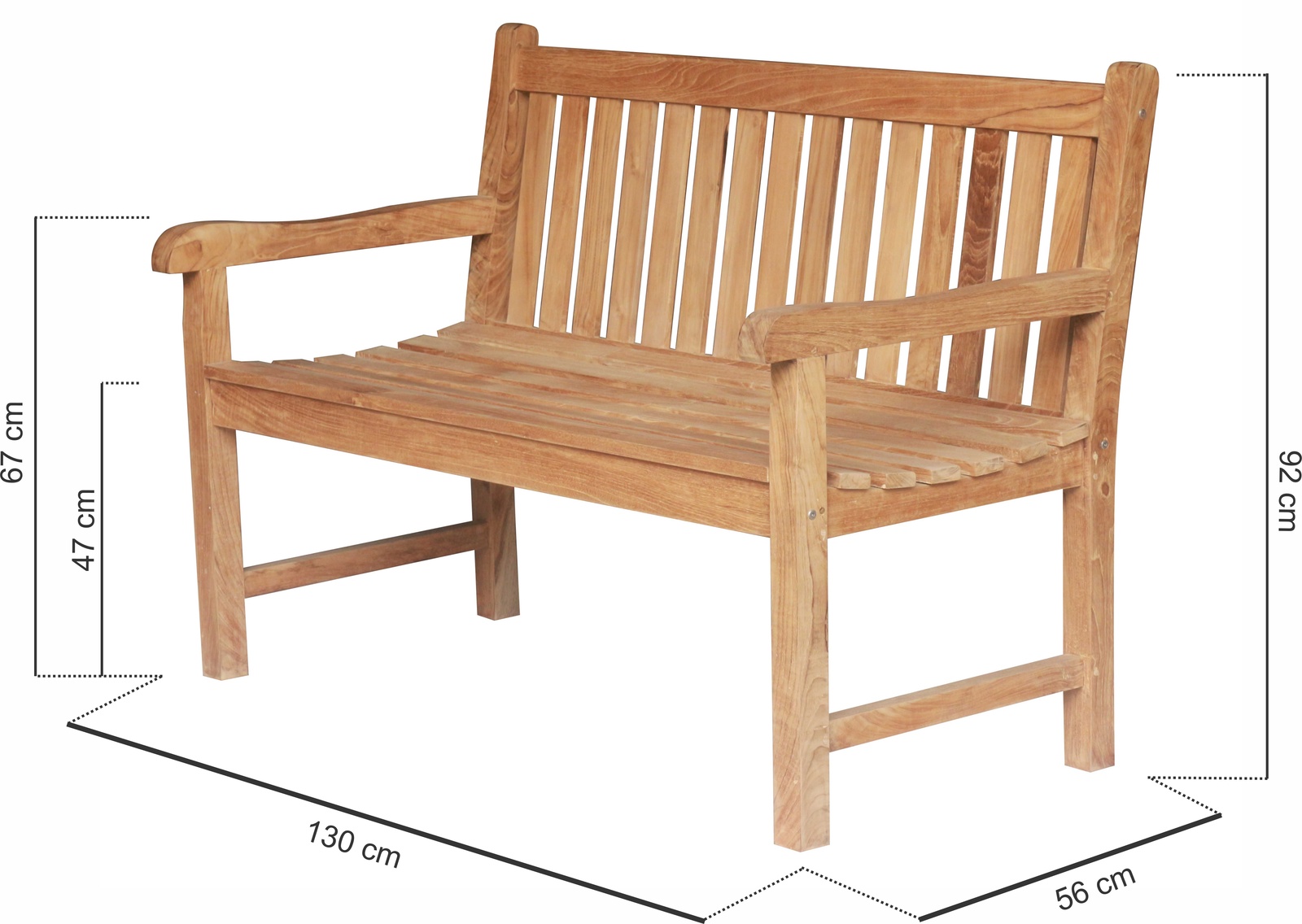 Windsor Teak Tuinbank 130 cm - Stijlvolle en Duurzame Buitenbank | Teakea - alternate view
