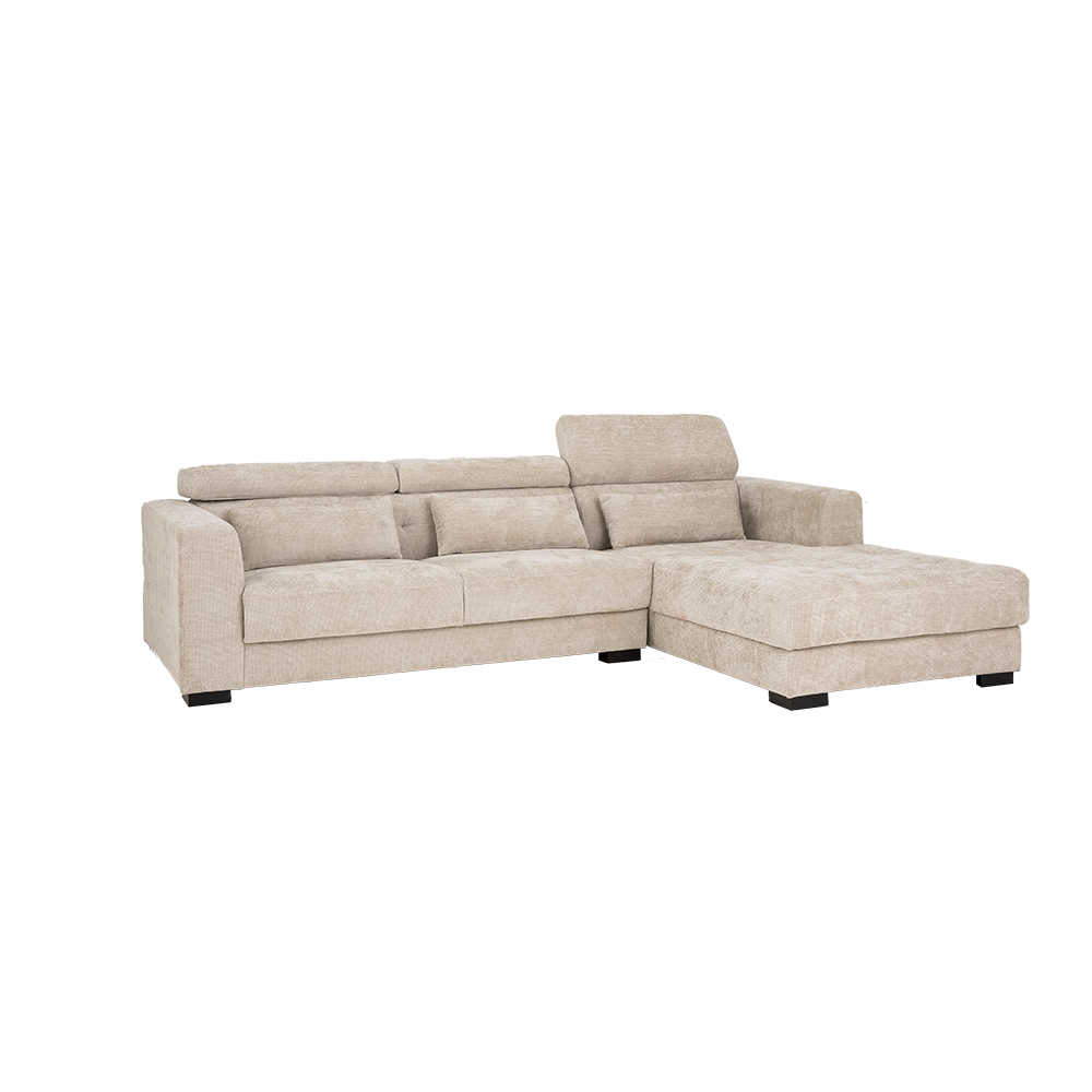 Brighton hoekbank rechts 3-zits met chaise longue – stof ivory XS85-15 – modern design van Teakea - alternate view