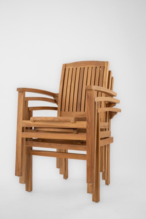 Teakea Teakhouten Tuinset Ibiza met 4 stapelbare stoelen en vierkante tafel – buitenmeubels van duurzaam teak - alternate view