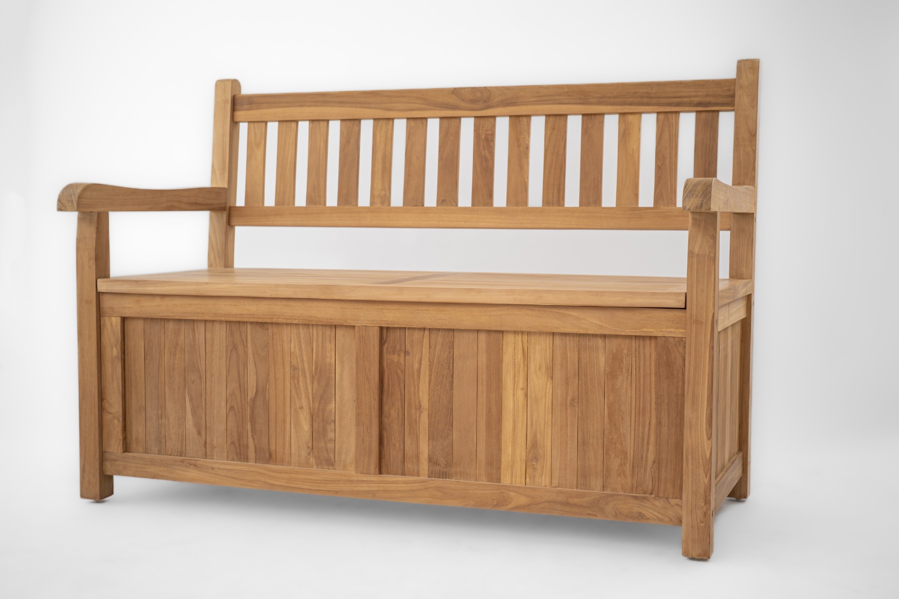 Windsor teak opbergbank van 150 cm breed, gemaakt van massief teakhout met opbergruimte onder het zitgedeelte, ideaal voor buitengebruik. - alternate view