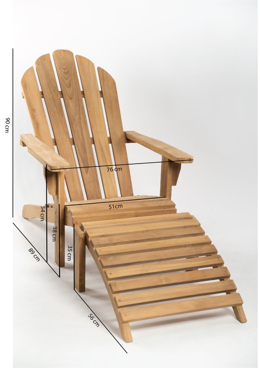 Adirondack Loungestoel met voetenbank - Bearchair tuinstoel - view 4