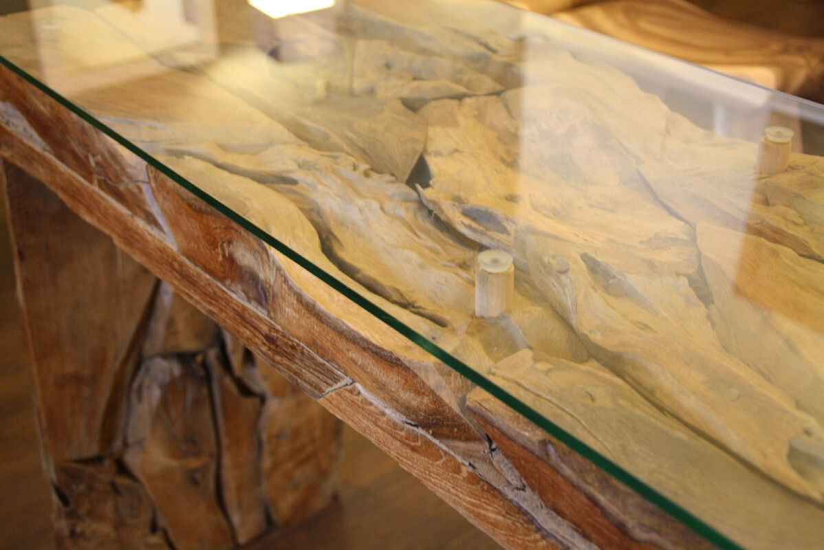 Akar | Teak Wandtafel Van Teakwortel | 70 x 150 x 40 cm - alternate view