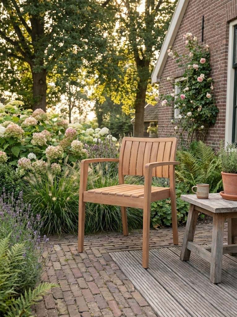 Teakhouten stapelbare Tuinstoelen Amaris | Teakea.nl - view 3