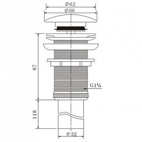 Messing Afvoerplug met overloop - 1 1/4 Inch - 8416_OF - view 3