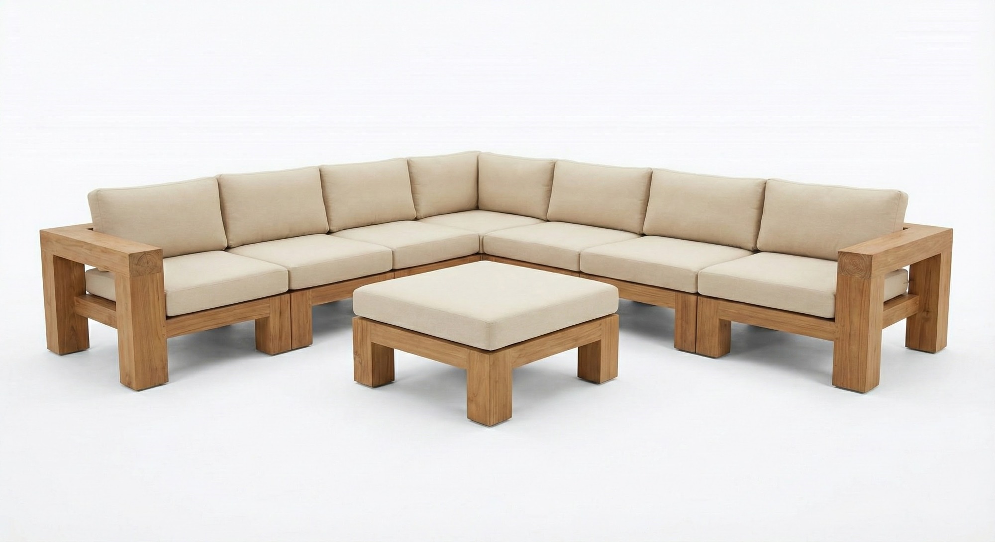 Teakea Bromo Modulaire Hoekbank: Massief FSC Teakhout met 15cm dikke All-Weather Dryfoam kussens - alternate view