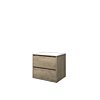 Wastafel polystone Elegant 60x46x2 | Onderkast 2 laden symmetrisch | 60x46x52