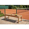 Teakhouten tuin tennisbank Slater als tafelbank van massief teak, formaat 130x46x45 cm