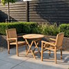 Set van twee Ibiza stapelbare teak tuinstoelen met ronde inklapbare klaptafel van 70 cm