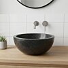 Nero Mini fontein waskom van zwart marmer, ronde waskom met formaat 30x12 cm