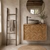 Vergrijsde Teakhouten Decoratieladder 150 cm – Handdoekladder | Teakea Vergrijsde Teakhouten Decoratieladder 150 cm – Handdoekladder | Teakea