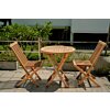 Teakea tuinset met 2 inklapbare teakstoelen en ronde klaptafel Ø70 cm – compacte FSC teak tuinset voor balkon of kleine tuin