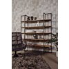 Felino boekenkast 155 cm – Gerecycled teakhout met white wash afwerking, metalen omlijsting en slanke poten. Stijlvol industrieel design.