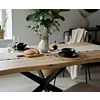 Eiken Boomstam Eettafel Slab Edged-Fantasy – Robuust Eiken met Modern Buisframe