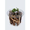 ROOT | Teak Wortel Salontafel met glas | Rond | 50x50 - DEV-ROOT-CT-ROUND-50-50