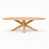 Oak Unity – Massief Ovale Eiken Tafel met Verjongde Rand & Houten Spinpoot