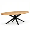 Solid Harmony – Ovale Eiken Tafel met Verjongde Rand & Houten Spinpoot