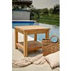 Mesa auxiliar de jardín de teca con estante - Mesa baja 50x50x45