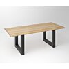 Eiken Boomstam Eettafel | Slab Edged-U-Frame Black