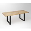 Eiken Boomstam Eettafel | Slab Edged-U Fineline Frame Black